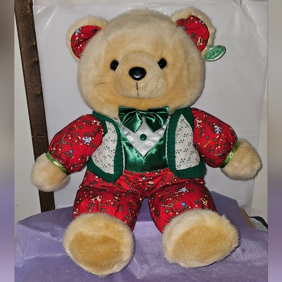 Toys Vintage 1986 Kmart Old Fashion Christmas Teddy Bears Plush Euc